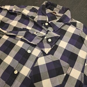 Carhartt Peyton Shirt Mens Large L/S Purple Blue Plaid Button Down Cotton U687